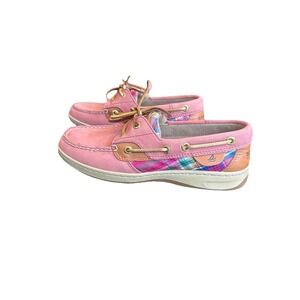 Sperry Top Sider Pink nubuck/PlaidLeather Boat Shoe Women's 7 M NWOB